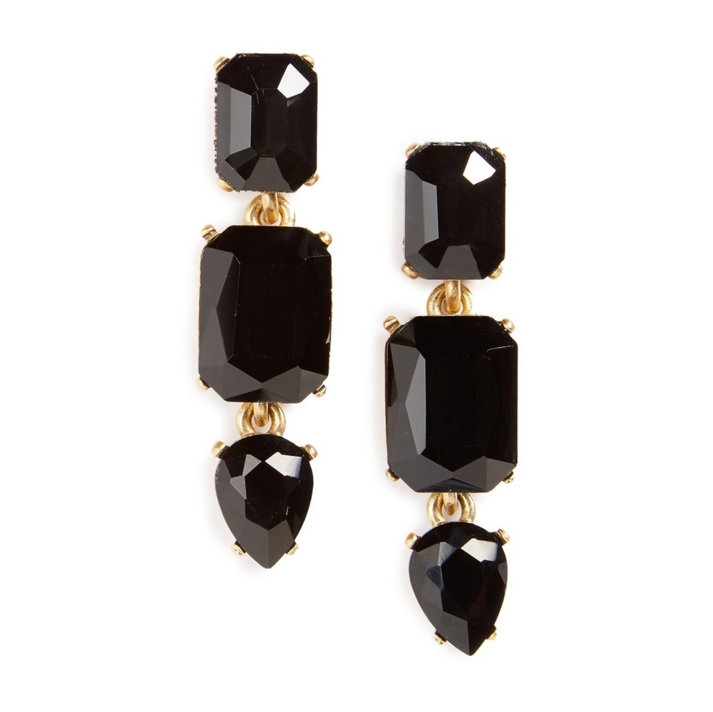 Loren Hope Black Jeweled Drop Earrings - Picture 1 of 1